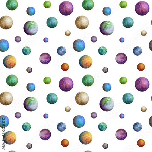 Colorful watercolor planets...