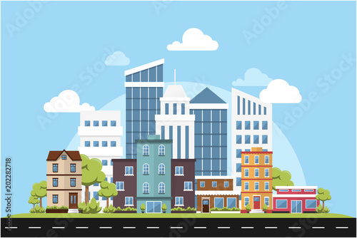 Green Ecology Modern City Urban Landscape Friendly Environment Vector Inspiration Skyline Buildings Architecture Vector Design Graphic