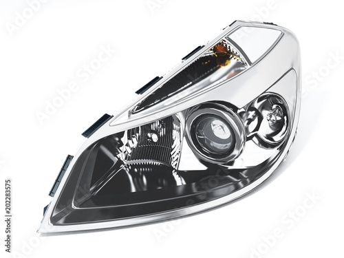 Tablou pe pânză Left car headlight isolated on white background. 3D illustration