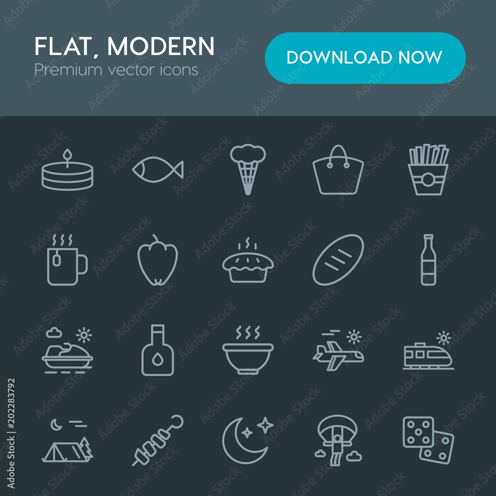 Modern Simple Set of food, drinks, travel Vector outline Icons. Contains such Icons as extreme, summer, risk, dinner, background, fish and more on dark background. Fully Editable. Pixel Perfect Modern Simple Set of food, drinks, travel Vector outline Icons. Contains such Icons as extreme, summer, risk, dinner, background, fish and more on dark background. Fully Editable. Pixel Perfect