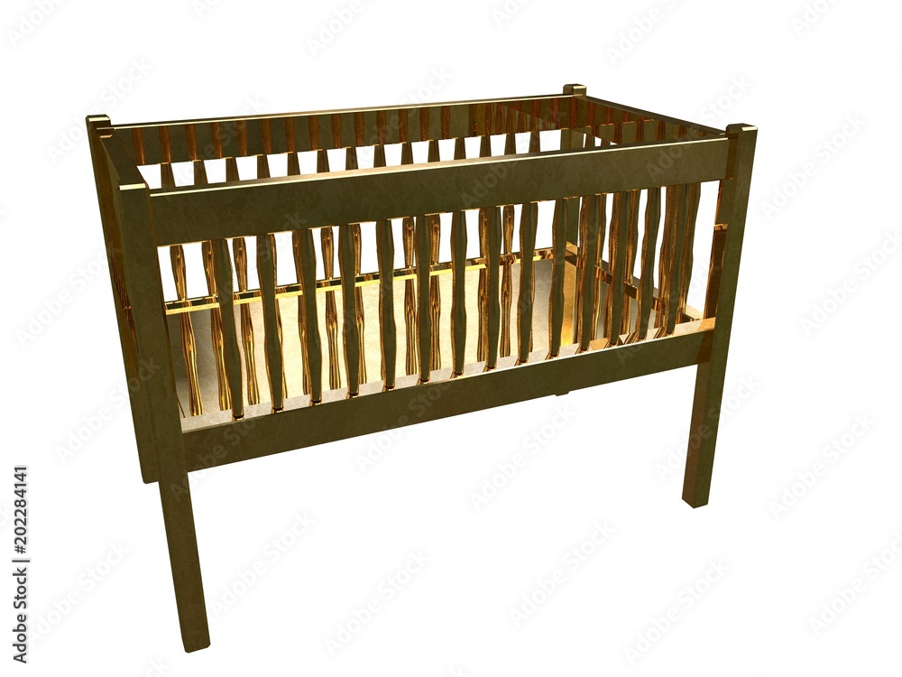 3d rendering of a golden bed isolated on a white background 3d rendering of a golden bed isolated on a white background