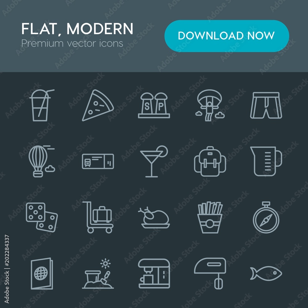 Modern Simple Set of food, drinks, travel Vector outline Icons. Contains such Icons as mixer, direction, cold, pizza, coffee, appliance and more on dark background. Fully Editable. Pixel Perfect Modern Simple Set of food, drinks, travel Vector outline Icons. Contains such Icons as mixer, direction, cold, pizza, coffee, appliance and more on dark background. Fully Editable. Pixel Perfect