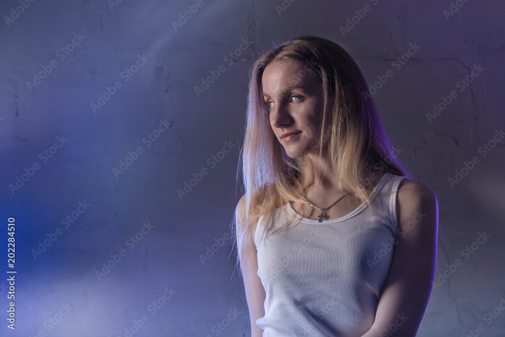 Portrait of the beautiful girl in dark tones Portrait of the beautiful girl in dark tones