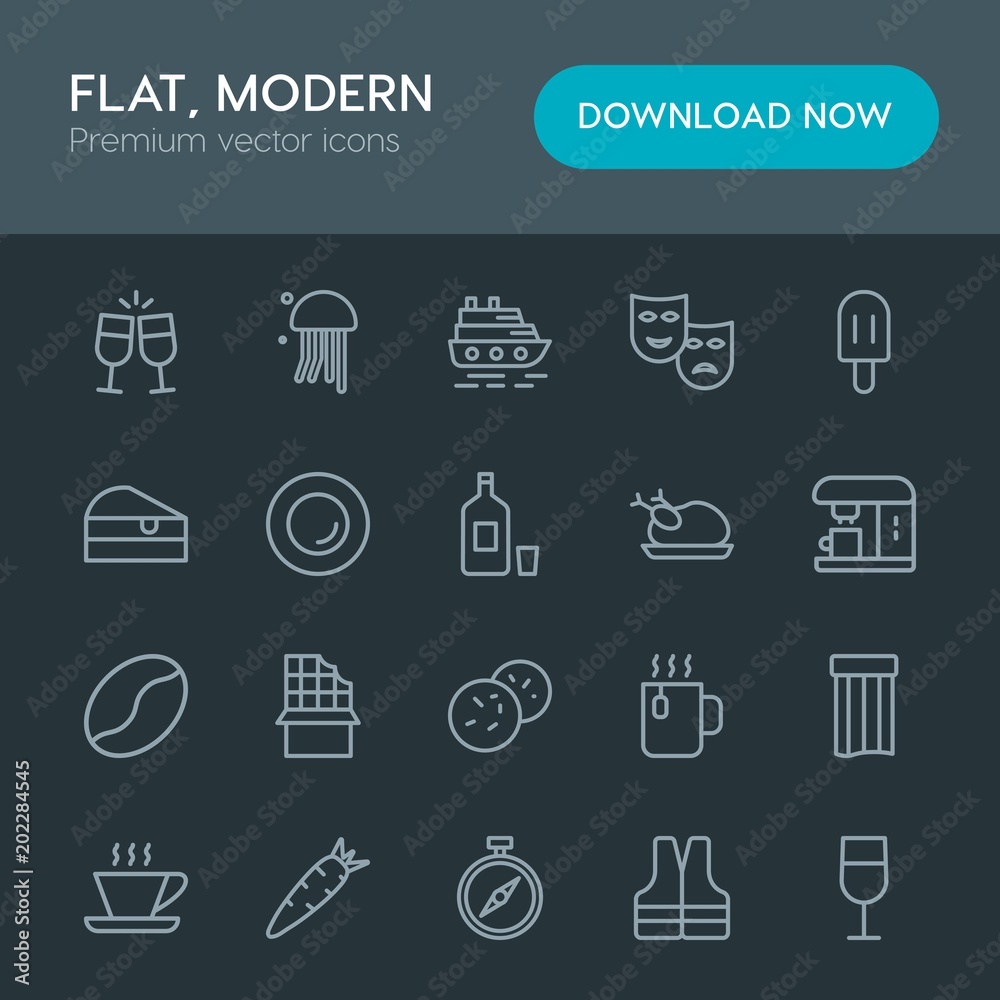Modern Simple Set of food, drinks, travel Vector outline Icons. Contains such Icons as animal, coffee, north, glass, fresh, ocean, tea and more on dark background. Fully Editable. Pixel Perfect Modern Simple Set of food, drinks, travel Vector outline Icons. Contains such Icons as animal, coffee, north, glass, fresh, ocean, tea and more on dark background. Fully Editable. Pixel Perfect
