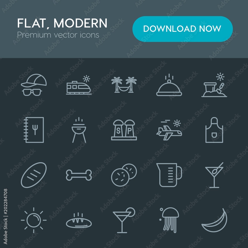 Modern Simple Set of food, drinks, travel Vector outline Icons. Contains such Icons as sea, food, travel, kitchen, skeleton, vintage and more on dark background. Fully Editable. Pixel Perfect Modern Simple Set of food, drinks, travel Vector outline Icons. Contains such Icons as sea, food, travel, kitchen, skeleton, vintage and more on dark background. Fully Editable. Pixel Perfect