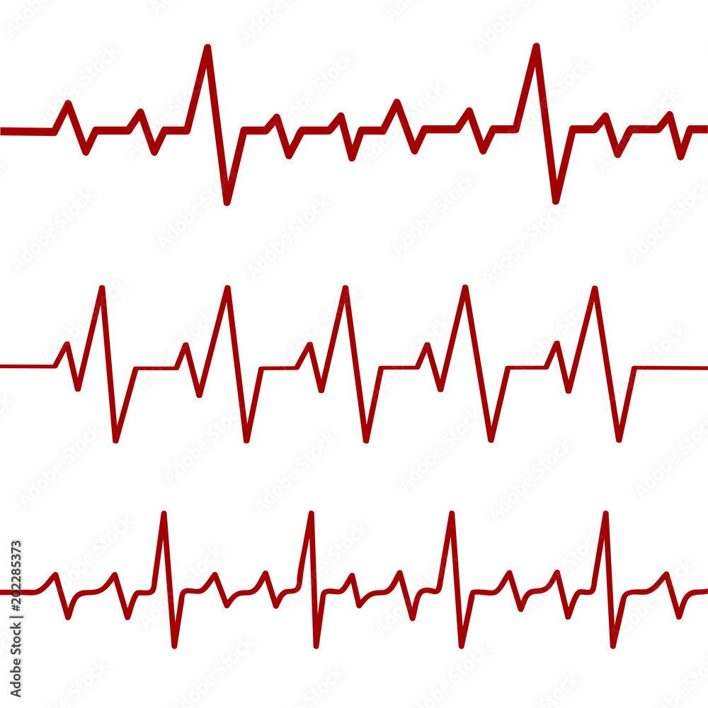 Red heartbeat line, ekg, cardio line,stock vector illustration