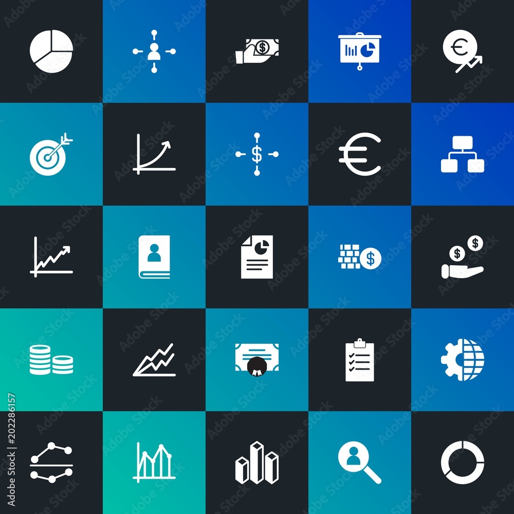 Modern Simple Set of business, money, charts Vector fill Icons. Contains such Icons as  computer, employment,  double,  diagram and more on dark and gradient background. Fully Editable. Pixel Perfect.