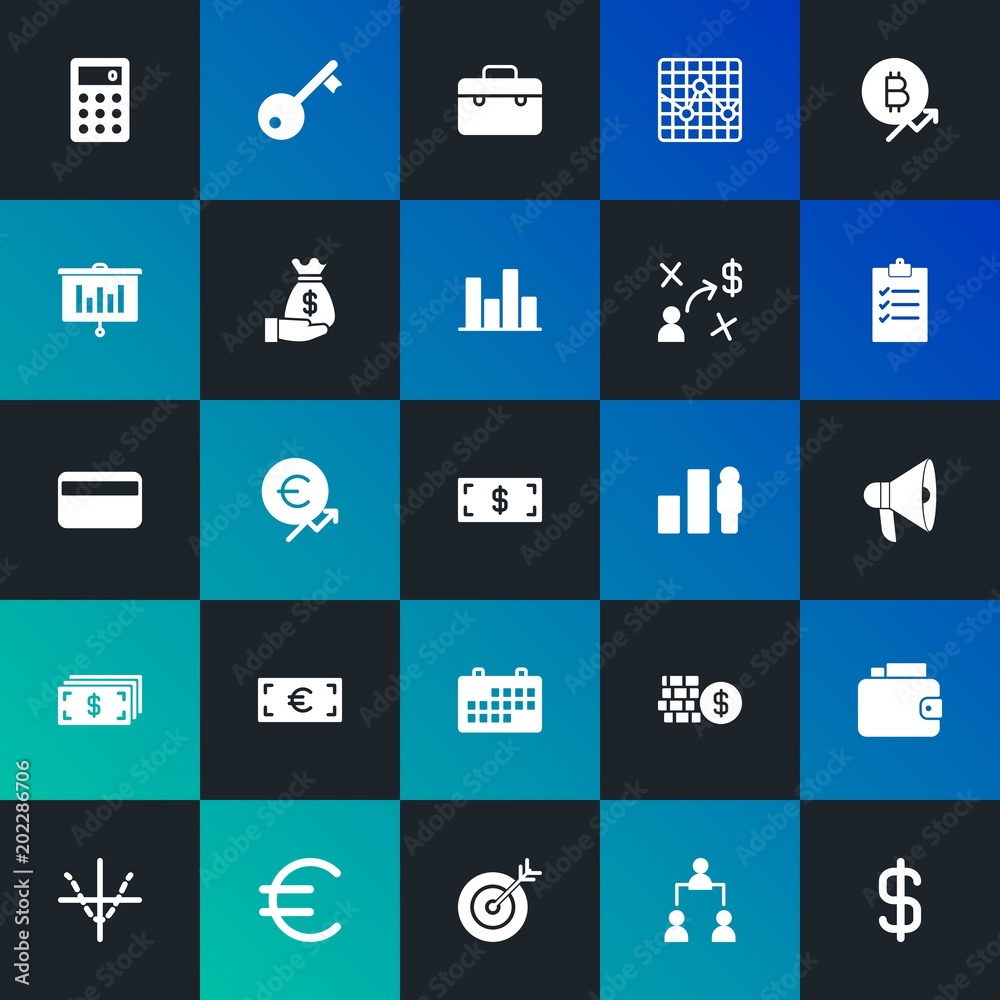 Modern Simple Set of business, money, charts Vector fill Icons. Contains such Icons as calculator, pattern, success, case and more on dark and gradient background. Fully Editable. Pixel Perfect. Modern Simple Set of business, money, charts Vector fill Icons. Contains such Icons as calculator, pattern, success, case and more on dark and gradient background. Fully Editable. Pixel Perfect.