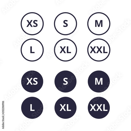 Cloth, shirt, dress or apparel sizes icon or logo set