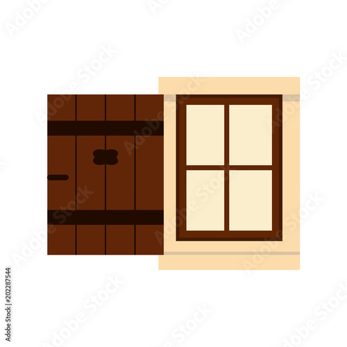 Small window with opened shutter.