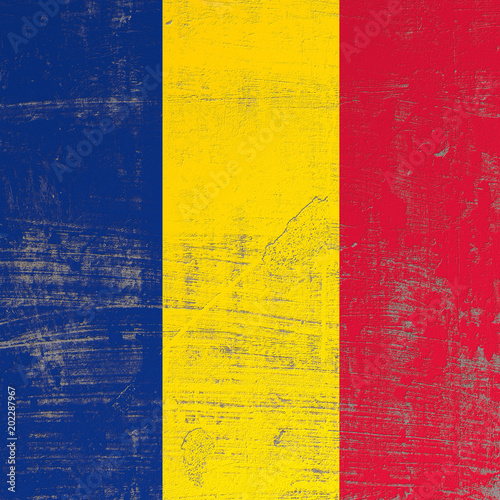Scratched Republic of Chad flag