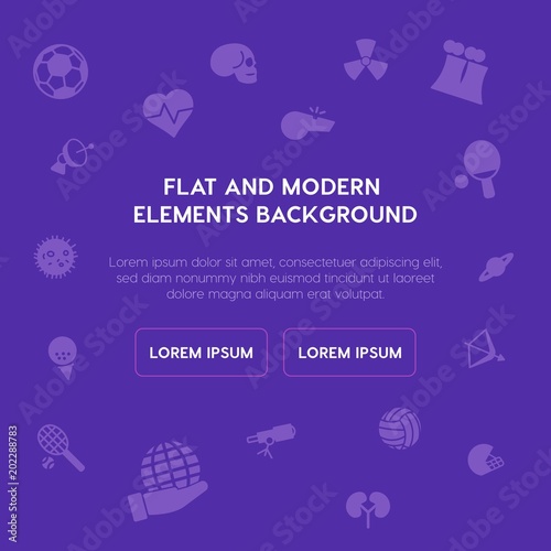 health, science, sports, nature fill vector icons and elements background concept on purple background.Multipurpose use on websites, presentations, brochures and more