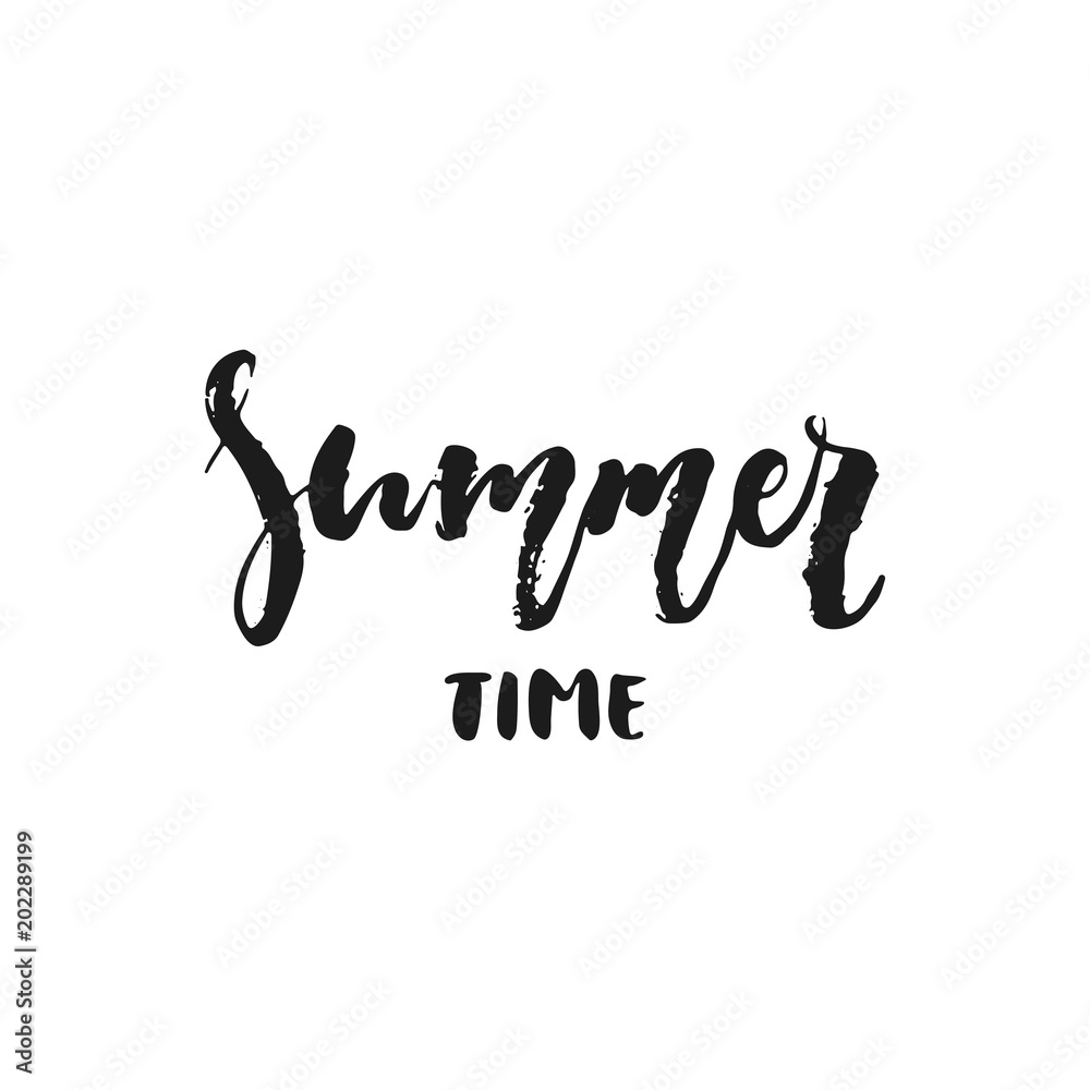 Summer time - hand drawn seasons holiday lettering phrase isolated on the white background. Fun brush ink vector illustration for banners, greeting card, poster design. Summer time - hand drawn seasons holiday lettering phrase isolated on the white background. Fun brush ink vector illustration for banners, greeting card, poster design.
