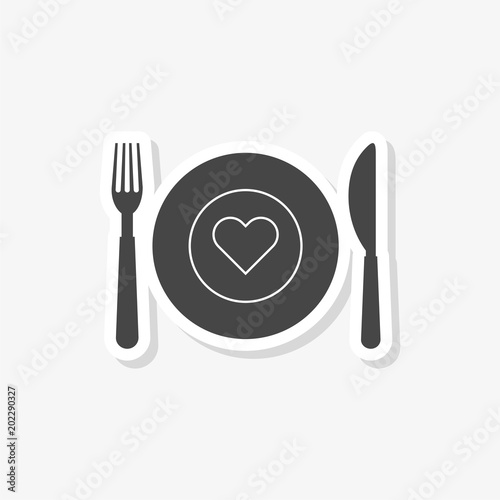 Healthy Food Plate sticker, Food dinning kitchen menu restaurant icon, simple vector icon