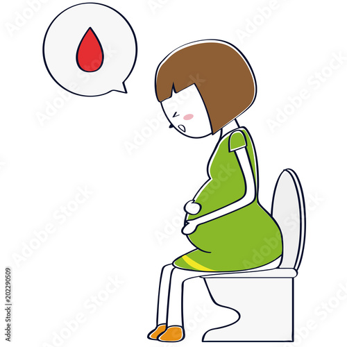 かわいい妊婦 おかっぱ　トイレ　出血