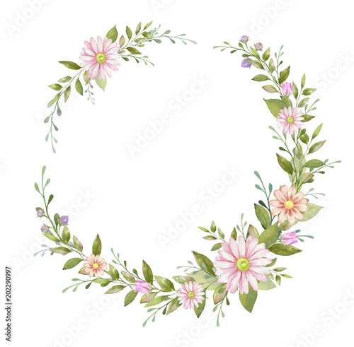 Fototapeta Naklejka Na Ścianę i Meble -  Watercolor floral wreath