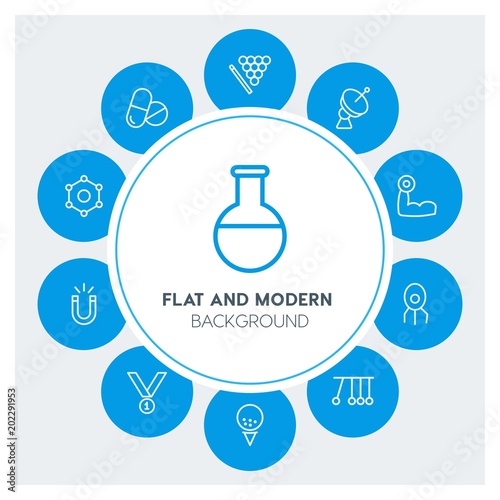 health, science, sports Infographic Circle outline Icons Set. Contains such Icons as business, website, elements, background, pattern, banner, slider and more. Fully Editable. Pixel Perfect