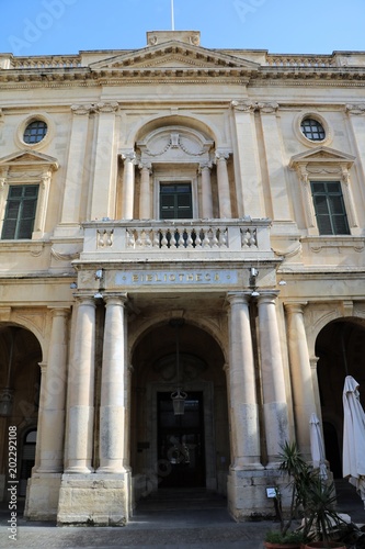 Entrance to National Library in Valletta  Malta