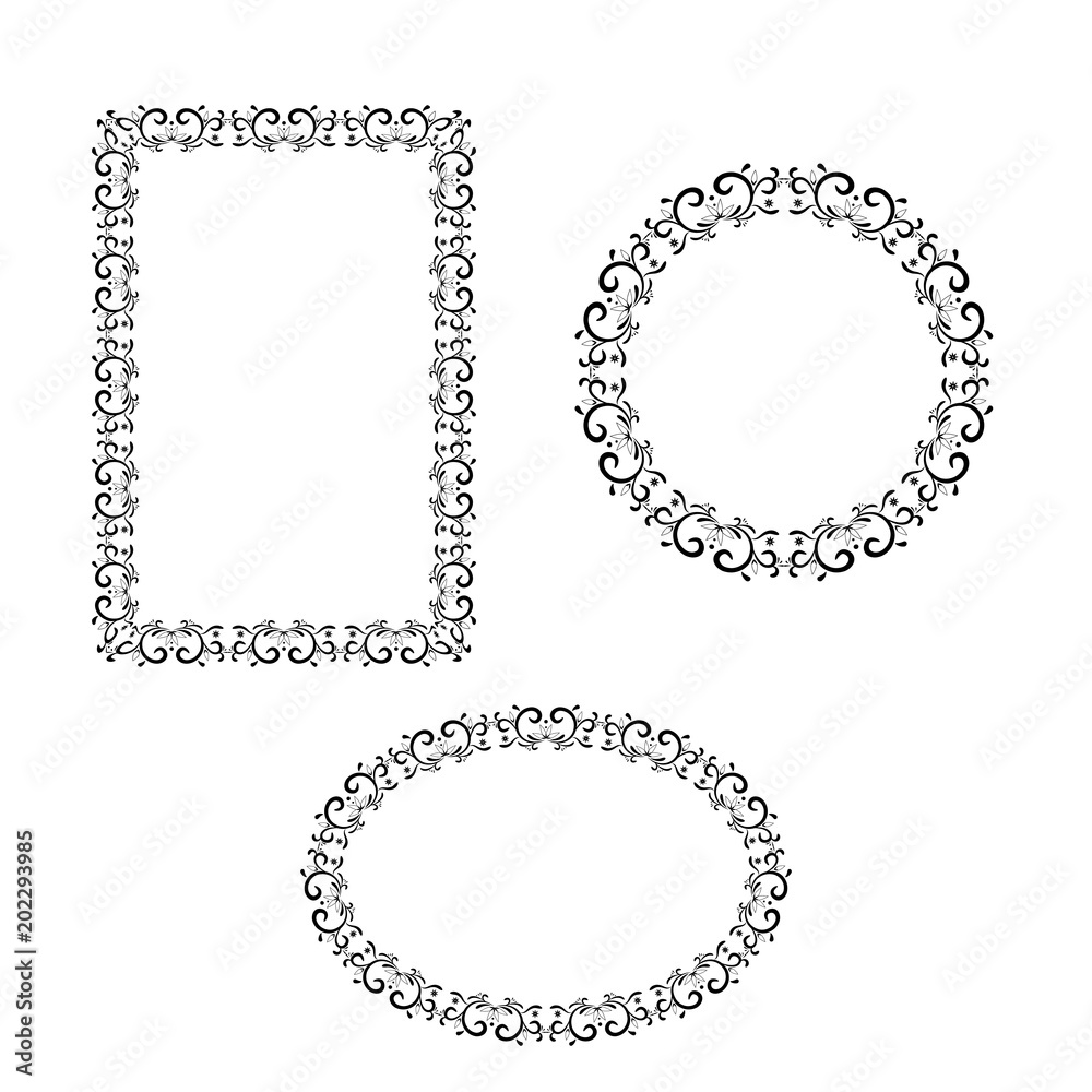 Vector set of decorative frames. Vector set of decorative frames.