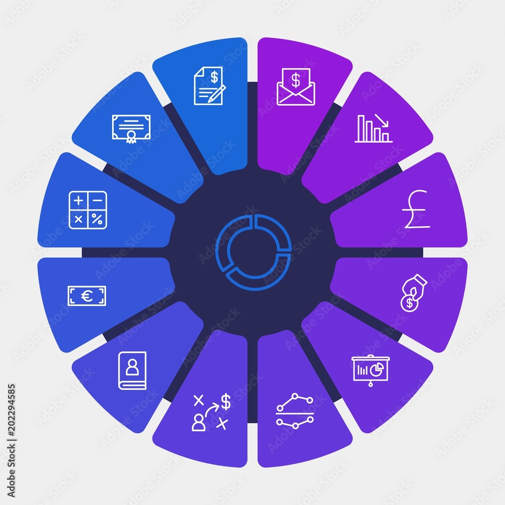 business, money, charts Infographic Circle outline Icons Set. Contains such Icons as finance, financial, decrease, signature, pie, document, certificate and more. Fully Editable. Pixel Perfect business, money, charts Infographic Circle outline Icons Set. Contains such Icons as finance, financial, decrease, signature, pie, document, certificate and more. Fully Editable. Pixel Perfect