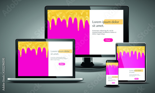 Adaptive landing page template, vector illustration