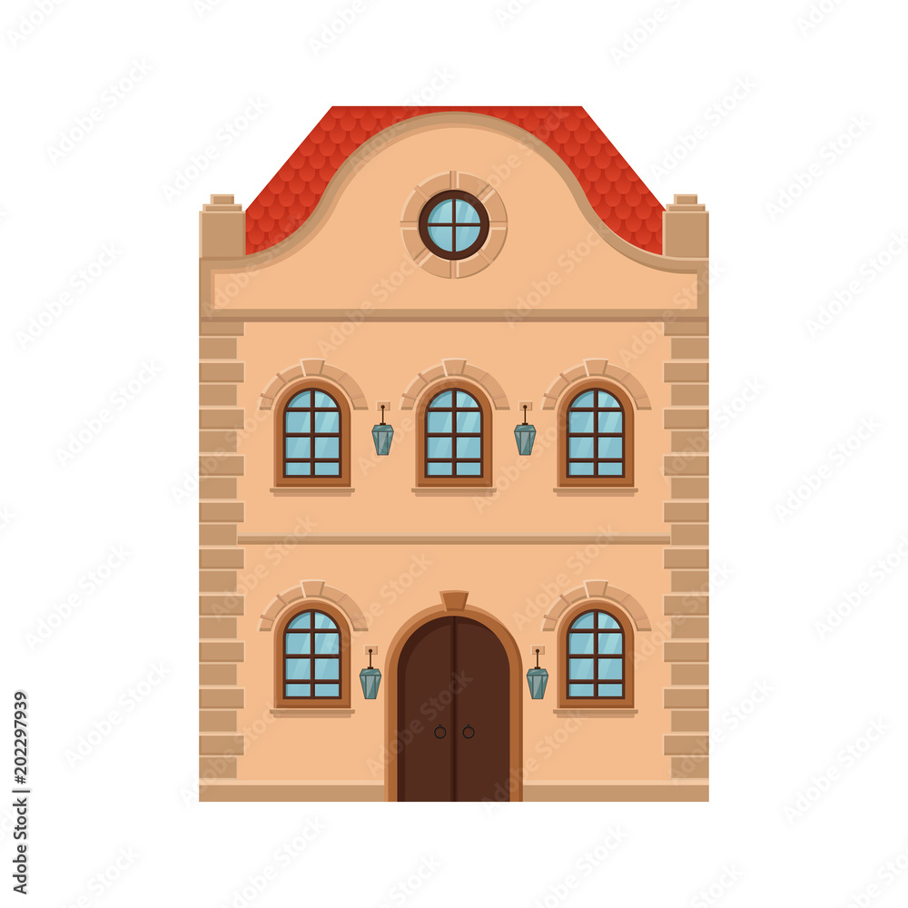 House. Flat style old european building. Colored drawing House. Flat style old european building. Colored drawing