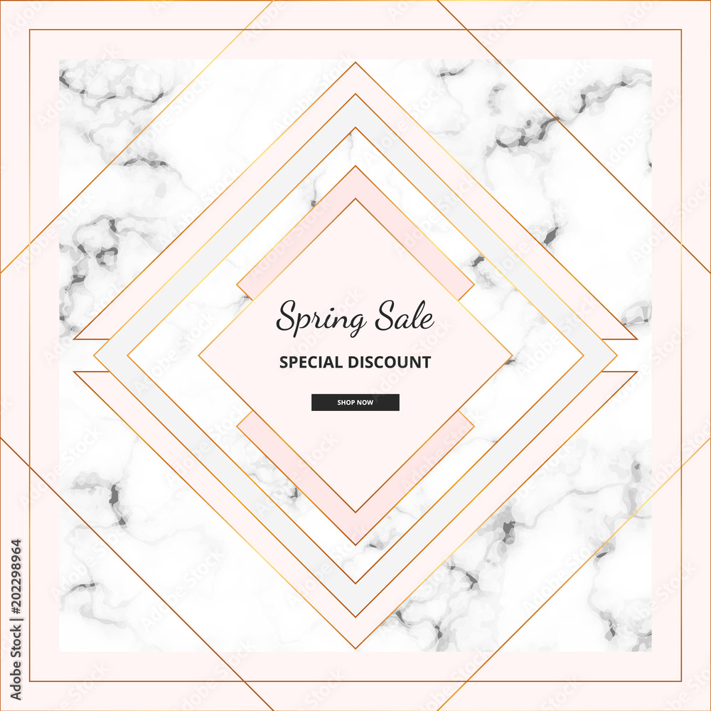 Geometric design frame with marble texture, modern gold lines border.  Template for card, flyer, invitation, party, birthday, wedding, save the  date, annivers, poster, banner Stock Vector | Adobe Stock