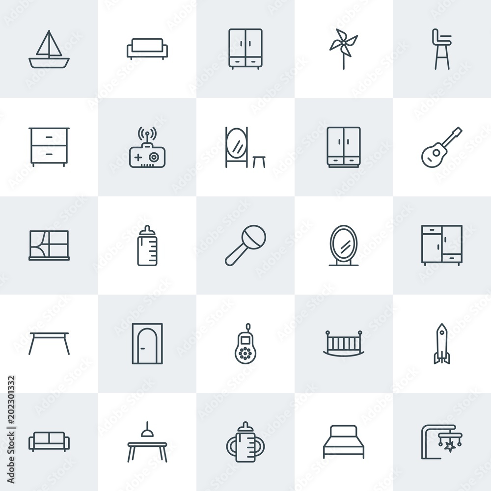 Modern Simple Set of furniture, kids and toys Vector outline Icons. Contains such Icons as toddler, kid, spaceship, mill, small, toy and more on white background. Fully Editable. Pixel Perfect. Modern Simple Set of furniture, kids and toys Vector outline Icons. Contains such Icons as toddler, kid, spaceship, mill, small, toy and more on white background. Fully Editable. Pixel Perfect.