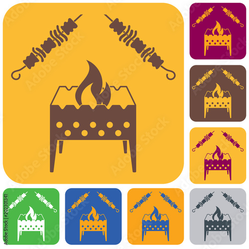 Brazier grill with kebab icon