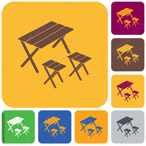 Camping table and stool icon