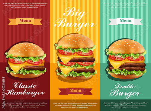 Hamburger retro menu Vector. detailed template lay out product designs