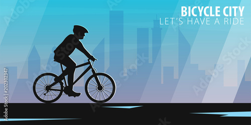 Bicycle riding banner. Sport  active lifestyle. Vector illustration