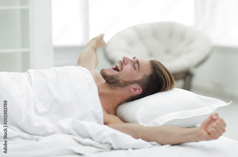 business man waking up on Sunday morning business man waking up on Sunday morning