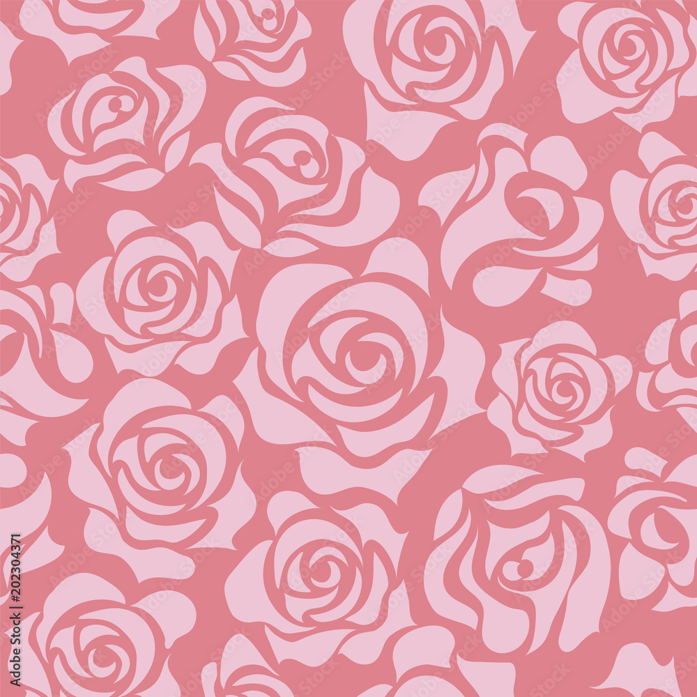 バラのイラスト ピンク 薔薇の模様の連続柄 シームレスデザイン 背景イラスト Stock Vector Adobe Stock