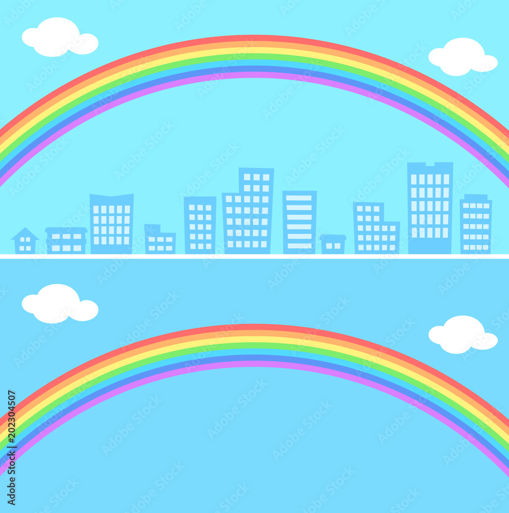 虹と都市のバナー背景イラスト Stock Vector Adobe Stock