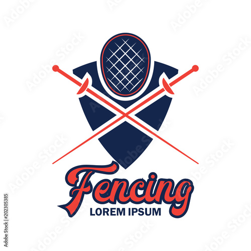 fencing logo with text space for your slogan / tag line, vector illustration