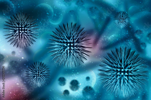 3d rendering Virus bacteria cells background © jijomathai