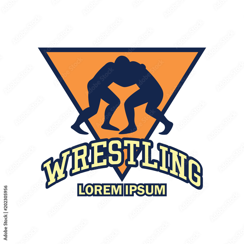 wrestling logo with text space for your slogan / tag line, vector illustration