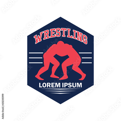 wrestling logo with text space for your slogan / tag line, vector illustration