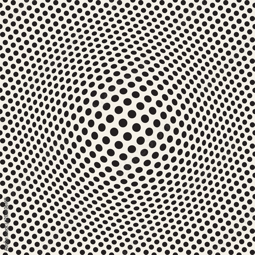 Halftone bloat effect optical illusion. Abstract geometric background design. Vector seamless retro pattern.