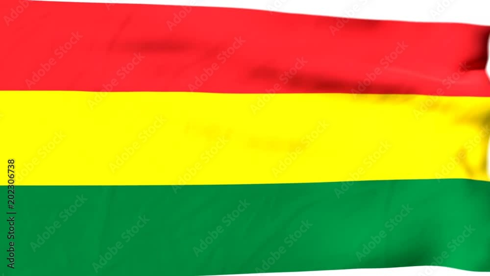 The waving flag of Bolivia opens up the view to the position of Bolivia on a colored world map The waving flag of Bolivia opens up the view to the position of Bolivia on a colored world map