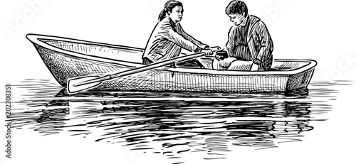 A couple of young people on a boat trip
