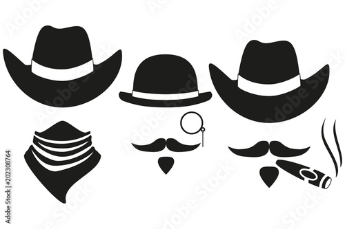 Black and white 3 cowboy silhouette avatars