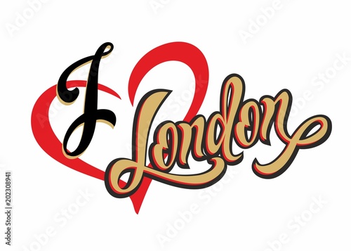 I love London. Lettering.Travel.  The design concept for the tourism industry. Vector illustration.