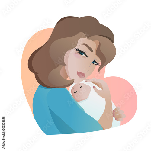 Young mother with baby in her hands