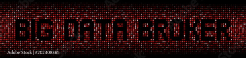 Big Data Broker text on red hex background illustration