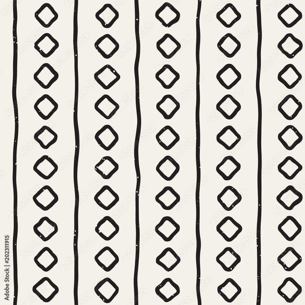 Hand drawn style ethnic seamless pattern. Abstract grungy geometric background in black and white. Hand drawn style ethnic seamless pattern. Abstract grungy geometric background in black and white.