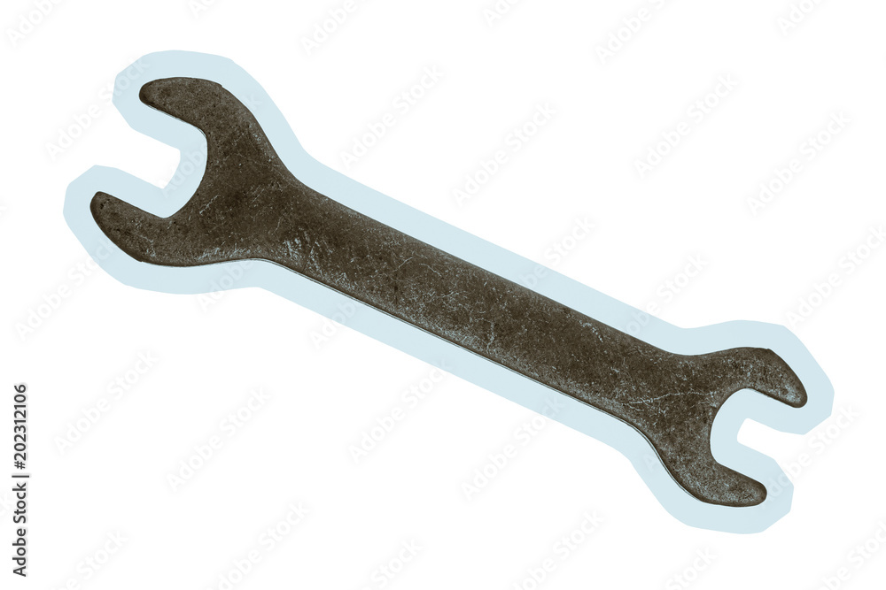 Old grungy wrench on white background. Isolated image of antiquare spanner. Old grungy wrench on white background. Isolated image of antiquare spanner.
