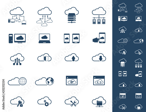 Cloud Computing icon set.
Editable vector icons. Can be used for any project.