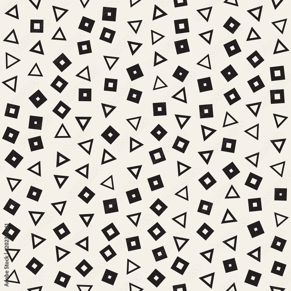 Seamless chaotic patterns. Randomly scattered geometric shapes. Abstract retro background design Seamless chaotic patterns. Randomly scattered geometric shapes. Abstract retro background design